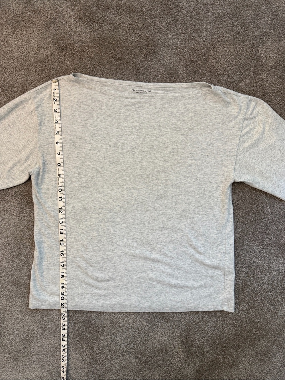 Abercrombie and Fitch Classic Long-Sleeve Boatneck Top - Light Grey SZ M - Picture 4 of 6